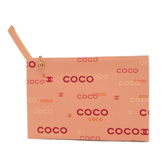 CHANEL Handbags - Chanel COCO Print Pouch Wristlet Clutch Bag Coral Pink